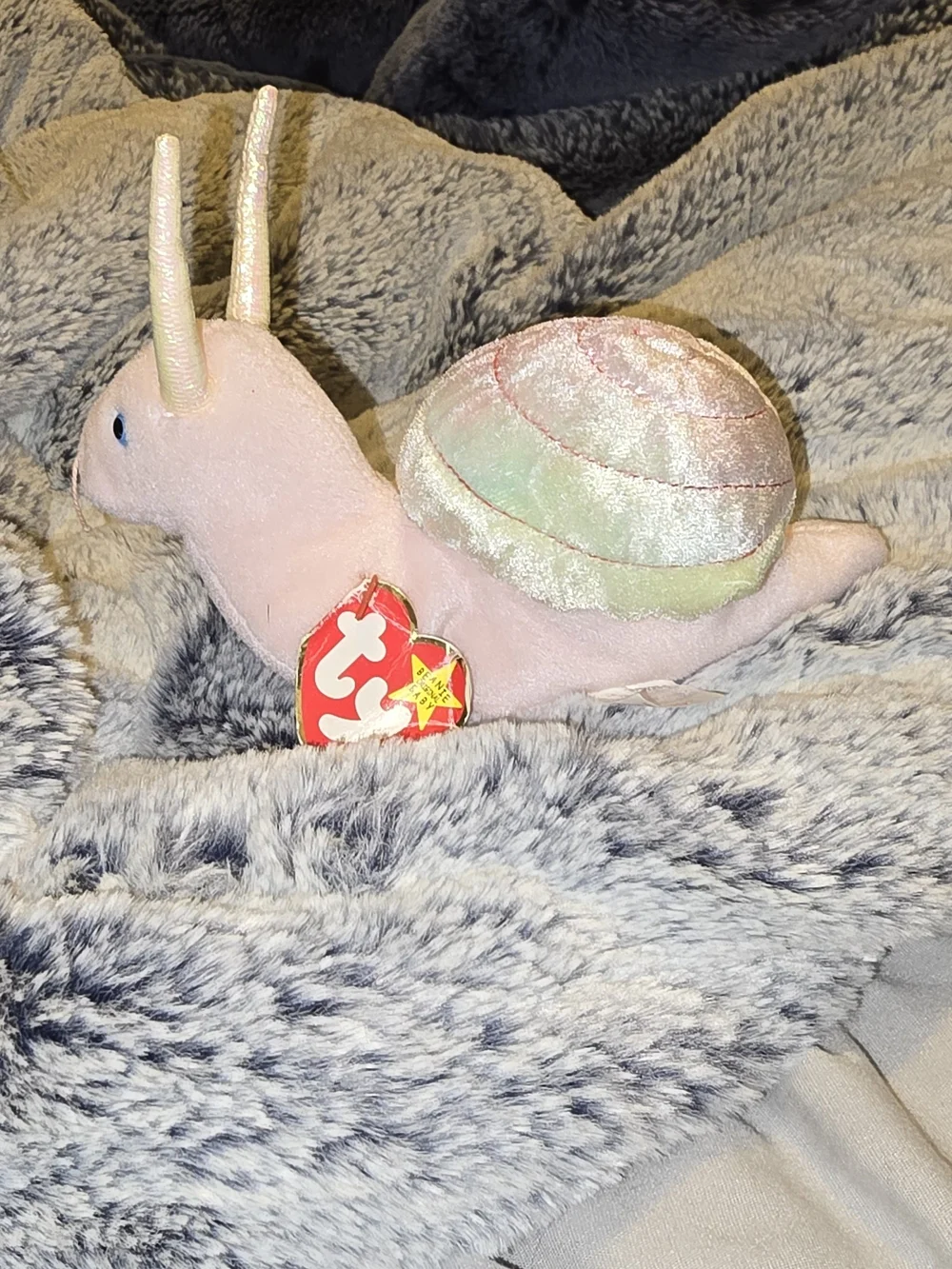 TY Beanie Baby Pink Snail Plush - Soft Collectible Pet Toy